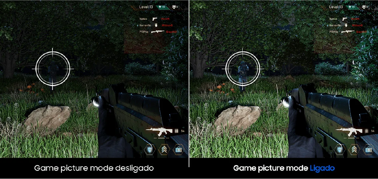Modo Game Picture do monitor Samsung S3 otimizando as cores e o contraste para jogos
