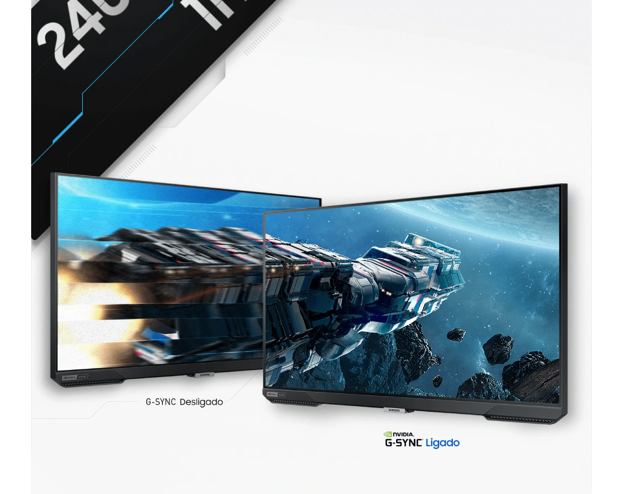 Velocidade de 240Hz e 1ms do monitor Odyssey G4 (parte inferior)