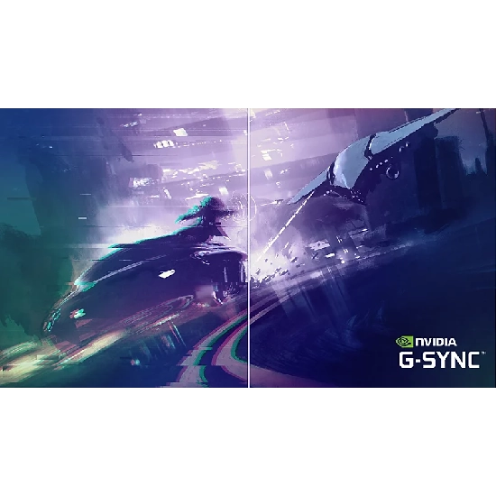 Logo de compatibilidade com NVIDIA G-SYNC no monitor Philips Evnia