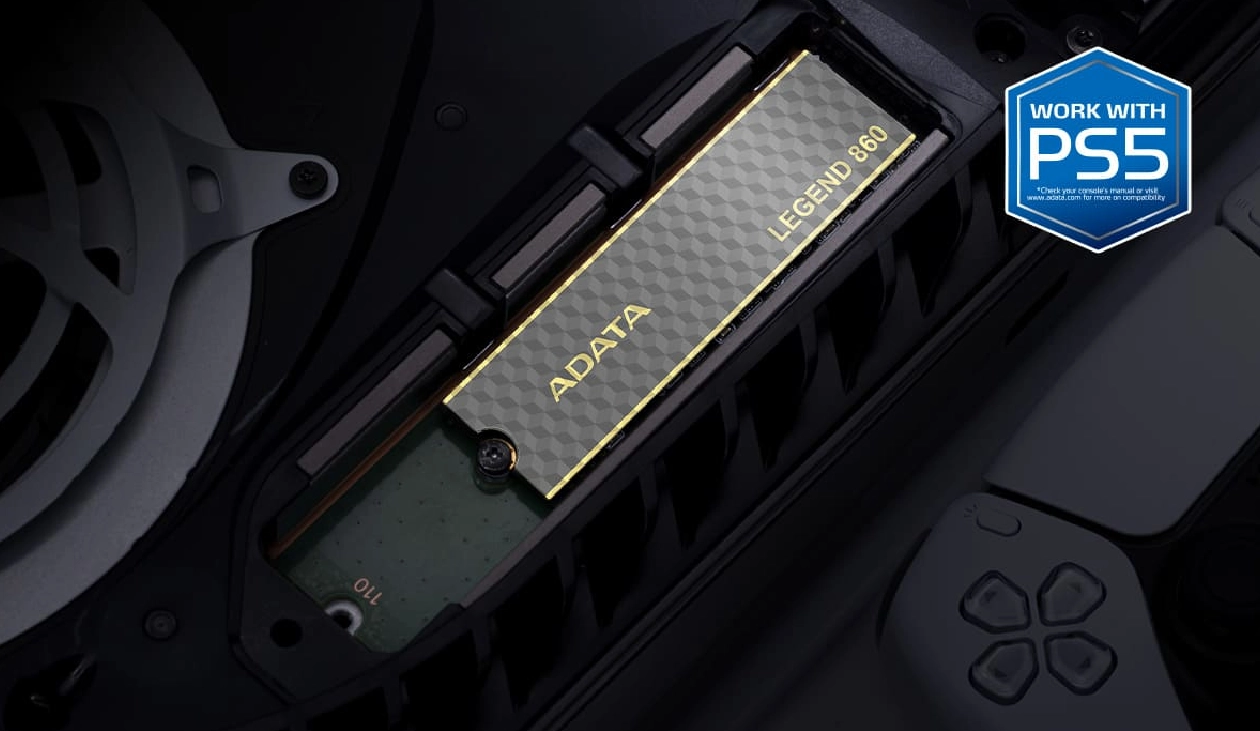 SSD Adata Legend 860 instalado como expansão de armazenamento no console PS5